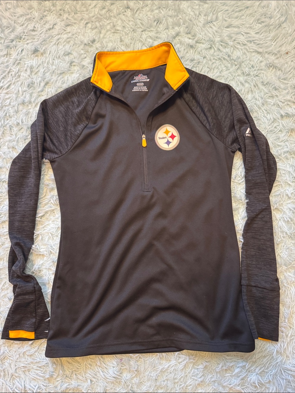 Majestic Black Quarter-Zip Pullover with Gold Collar Accents